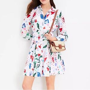 NWT Loft Tropical Rhythm Godet Multicolor Shirtdress with Belt🌸💖🩷🩵🌿